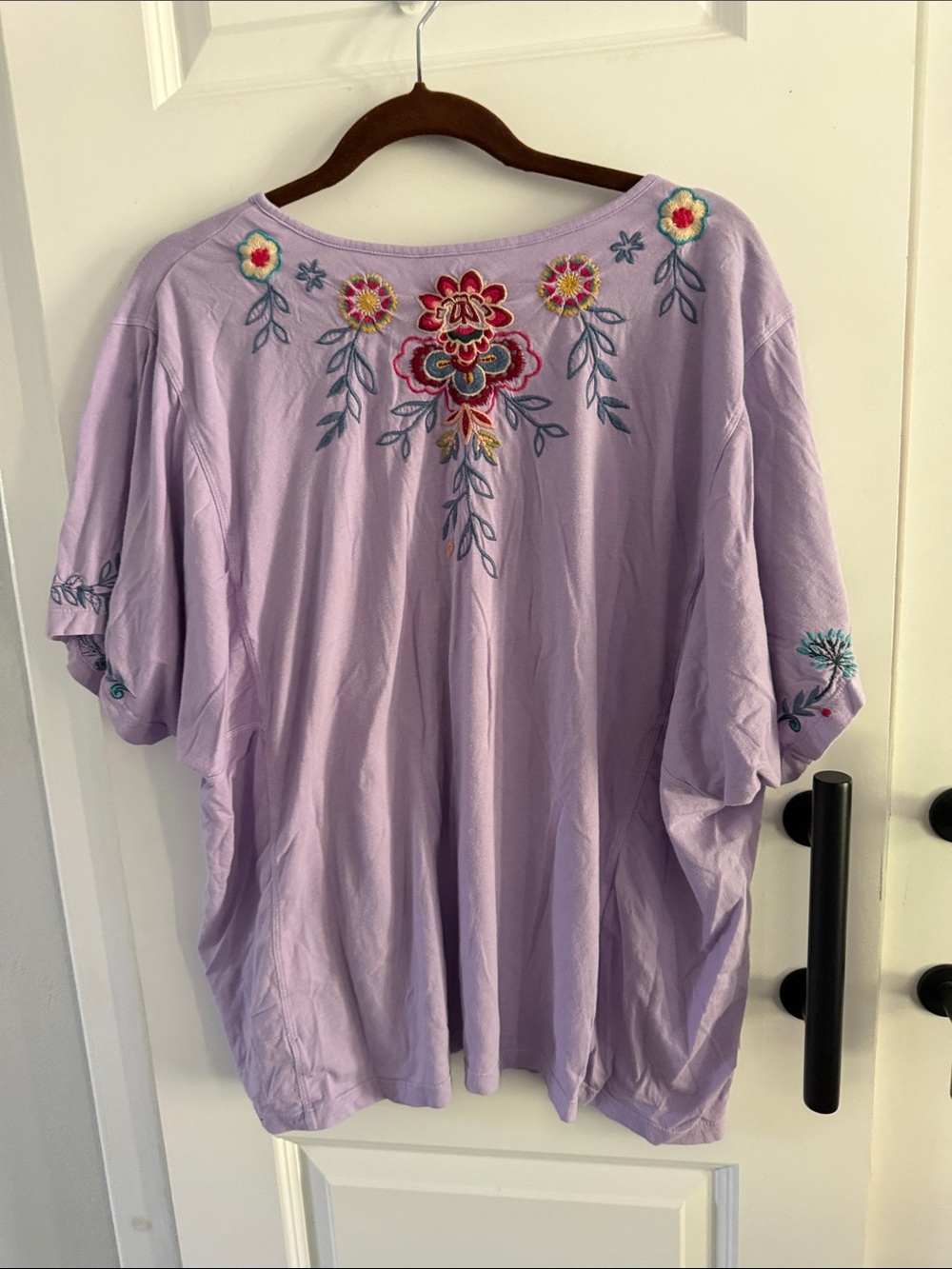 Lavender Embroidered V-Neck Women's Top - Picture 5 of 6